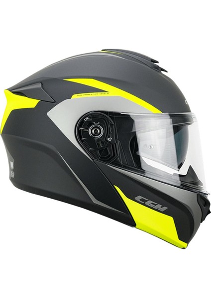 568G Ber Dresda Çene Açılır Motosiklet Kaskı Sarı-Gri / L