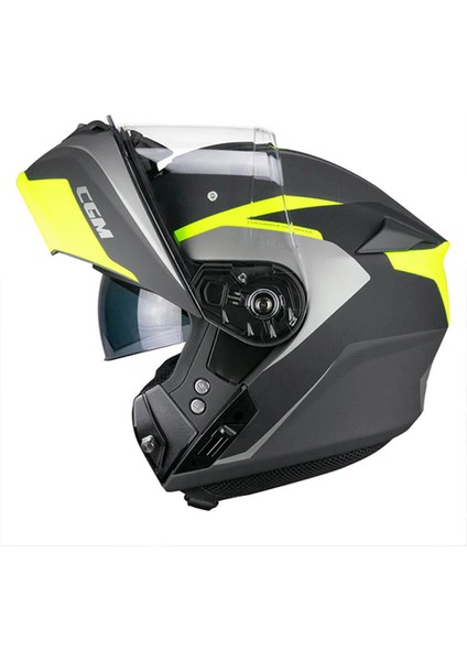568G Ber Dresda Çene Açılır Motosiklet Kaskı Sarı-Gri / L