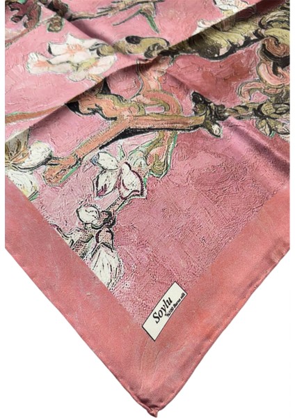 Badem Ağacı Twill Ipek Eşarp