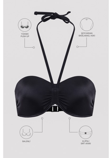 Basic Pop Siyah Bikini Üstü fırsatları