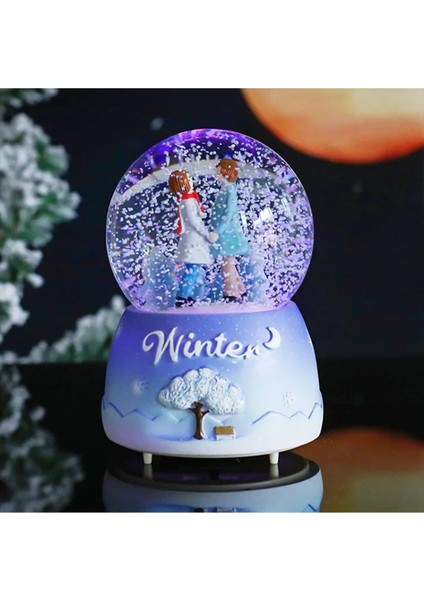 Winter Mavi Rüya Püskürtmeli Işıklı ve Müzikli Büyük Boy Kar Küresi fiyatları