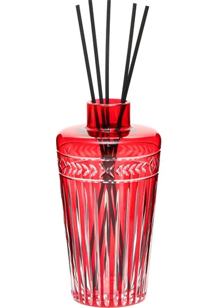 Kırmızı Kristal Kesme Cam Şişe Black Vanilya Oda Kokusu (23 cm )