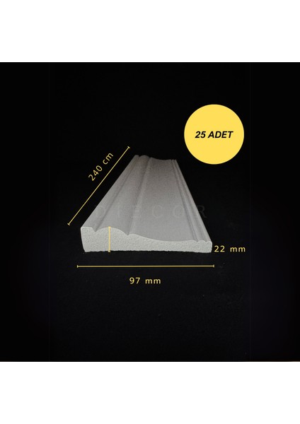 Dekoratif Boyanabilir 25 Adet 9 cm Polistren Süpürgelik