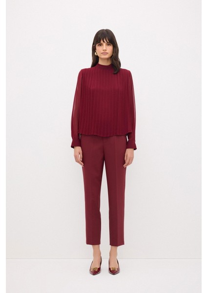 Piliseli Bluz Bordo 11543097001 modelleri
