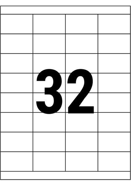 52.5x35mm Lazer Etiket | 1 Paket | 100 Sayfa | No: 32 | Ofis, Ambalaj, Etiketleme | Yapışkanlı fiyatları