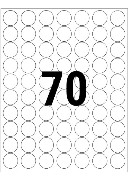 Laser Etiket | 25 mm | No: 70 | 100 Sayfa | Lazer Etiket | Yuvarlak Kenar