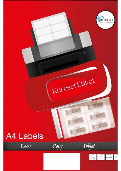52.5x41mm Lazer Etiket | 1 Paket | 100 Sayfa | No: 28 | Ofis, Ambalaj, Etiketleme | Yapışkanlı modelleri