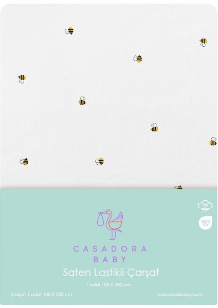 Happy Bee 100% Pamuk Saten Lastikli Bebek/çocuk Çarşafı - 100 x 200 cm