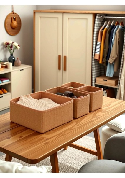 4'lü Jüt Jüt Çekmece Içi Düzenleyici Kutu Organizer Seti