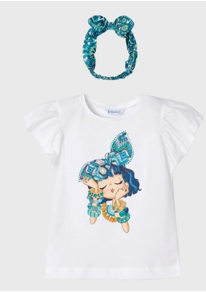 Kız Çocuk Saç Bantlı Tişört 3089