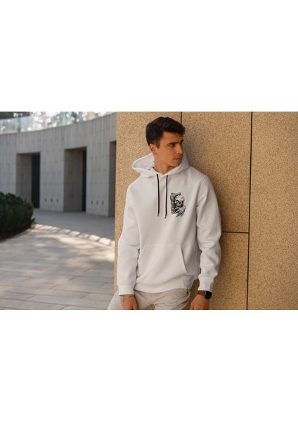 Kapüşonlu Uzun Kollu Unisex Swaetshirt Erkek Kadın Iskelet Kafası Sweatshirt