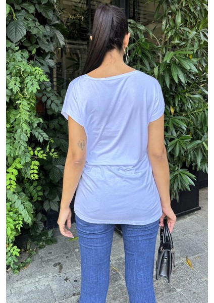 Kadın Beyaz V Yaka, Kısa Kol, Basic Model, Salaş Bluz