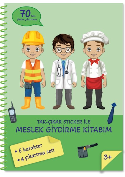Bitmeyen Tükenmeyen Meslekler Temalı Tak Çıkar Sticker Boyama Kitabı Eğlenerek Öğren Boya ve Keşfet