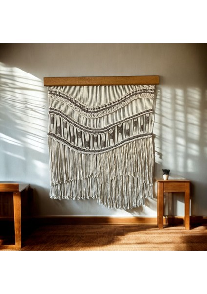 Büyük Boy Makrome Duvar Süsü, Bohem ve Şık Ev Dekorasyonu, Elyapımı Özel Tasarım Duvar Dekoru fiyatları