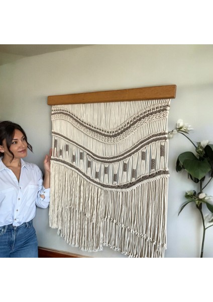 Büyük Boy Makrome Duvar Süsü, Bohem ve Şık Ev Dekorasyonu, Elyapımı Özel Tasarım Duvar Dekoru modelleri