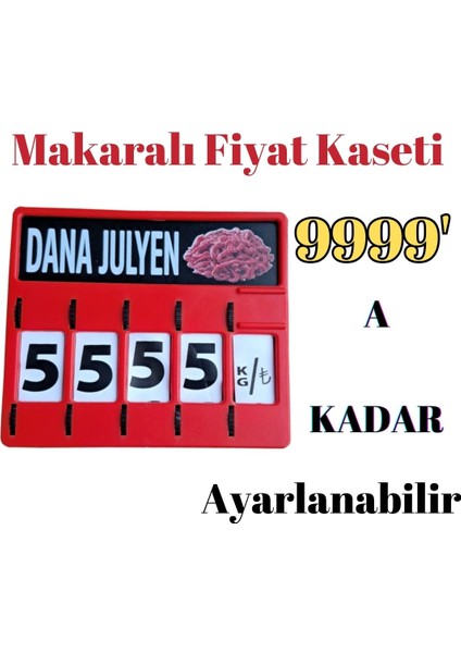 (10 Adet) 5 Haneli Makaralı Etiket (Kırmızı Renk) (Kasap Etiketi )