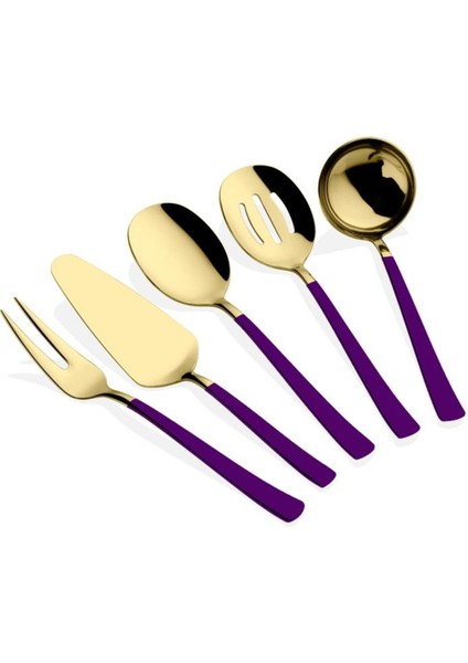 Mor 5 Parça Gold Sos Kepçe Seti Servis Takımı