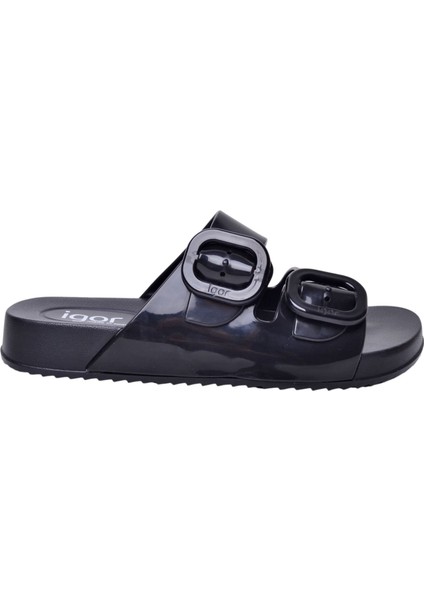 S10334-235 Habana Brillo Negro Kadın Terlik
