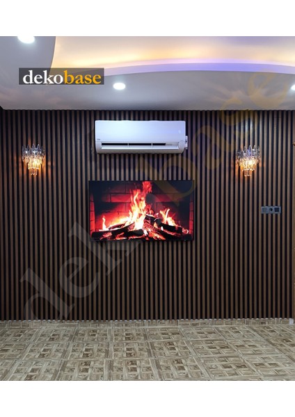100X240 cm Ceviz Renk Akustik Ahşap Duvar Paneli
