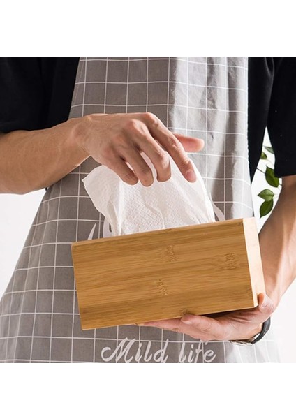 Bambu Peçetelik Mendil Kutusu, Mendil Dispenseri, Bambu Mendil Kutusu, Çıkarılabilir Tabanlı Kağıt Havluluk MK000005032