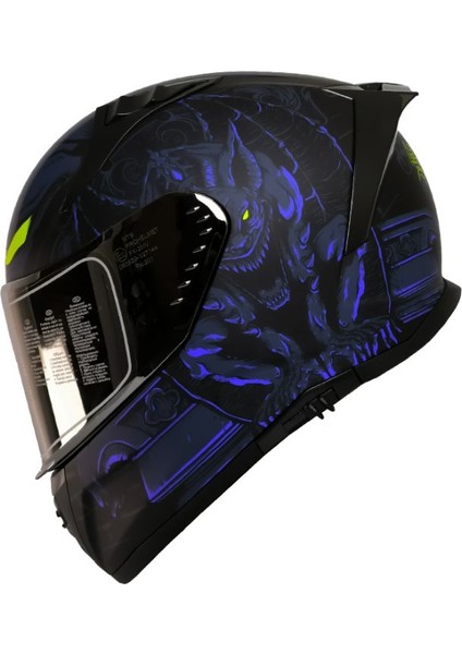 Motosiklet Kaskı Ece 22.R06 Sertifikalı Double Vizör Full Face Kask Mision Blue