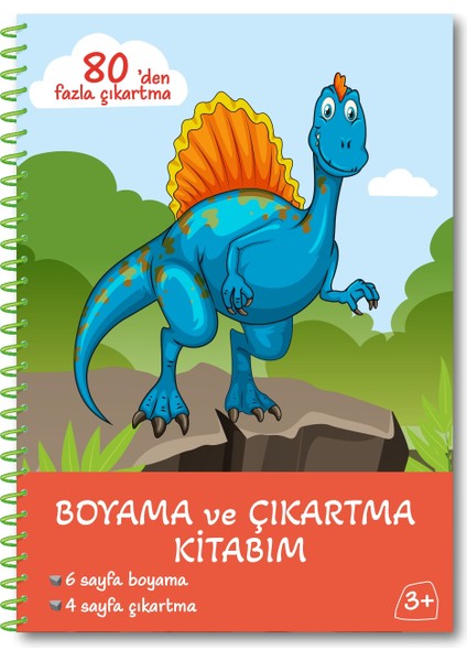 Bitmeyen Tükenmeyen Dinazor Temalı Sticker Boyama Kitabı Eğlenerek Öğren Boya ve Keşfet
