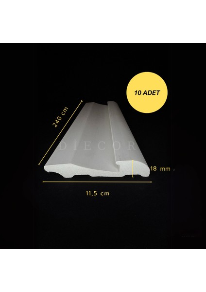 Dekoratif Boyanabilir 1 Adet 11,5 cm LED Döşenebilen Polistren Süpürgelik