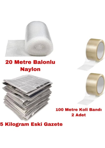 3 Lü Taşınma Seti Bant Havalı Naylon Gazete (Koli Bandı Gazete Patpat Seti)
