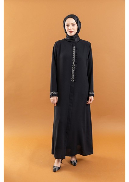 6208 Bsn Detaylı Ferace Siyah