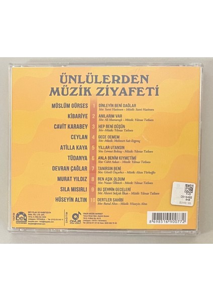 Ünlülerden Müzik Ziyafeti CD (Jelatininde Sıfır Orjnal Dönem Baskı Cd)