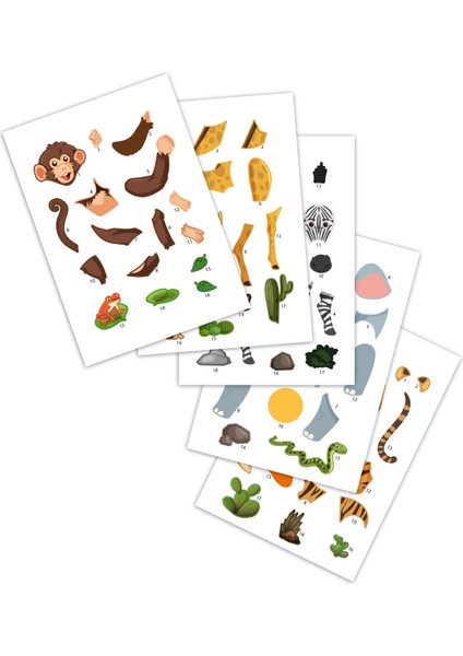 Bitmeyen Tükenmeyen Safari Temalı Tak Çıkar Numaralı Sticker Boyama Kitabı Eğlenerek Öğren Boya ve Keşfet fırsatları