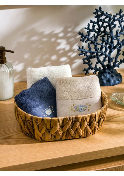 3’lü Göz Nakışlı Pamuklu El Havlusu 30 x 50 cm