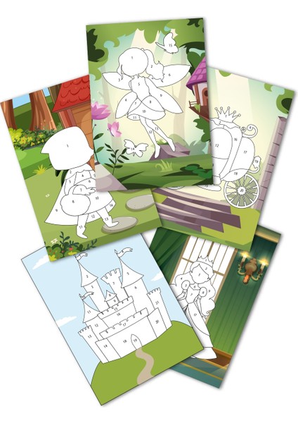 Bitmeyen Tükenmeyen Masal Temalı Tak Çıkar Numaralı Sticker Boyama Kitabı Eğlenerek Öğren Boya ve Keşfet modelleri