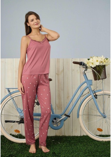Kadın Pembe 3'lü Pijama Takımı modelleri