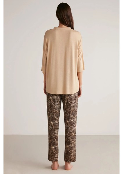Yumuşak Dokulu Uzun Kol V Yaka Kadın Pijama Takım 9525 fırsatları