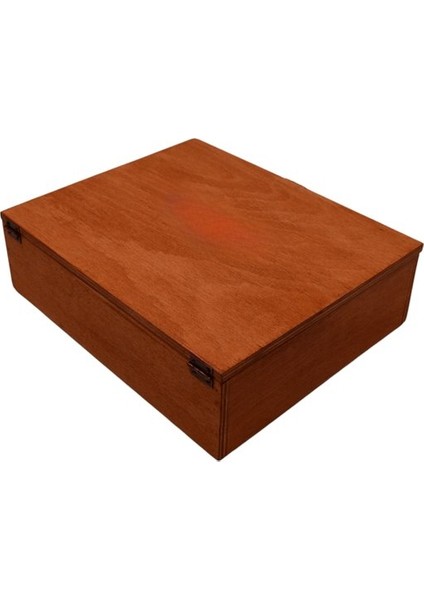 Ahşap Kare Kutu Klipsli 30 x 30 cm Gen. 7 cm Yükseklik Burma Renk