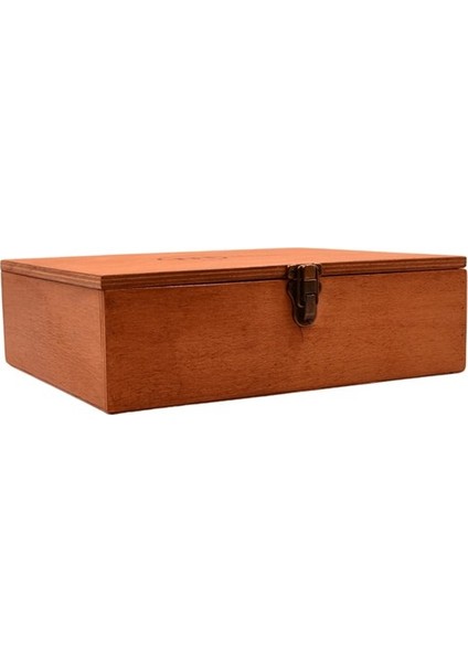 Ahşap Kare Kutu Klipsli 30 x 30 cm Gen. 7 cm Yükseklik Burma Renk