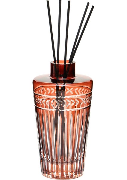 Kahverengi Kristal Kesme Cam Şişe Dark Amber Oda Kokusu (23 cm )