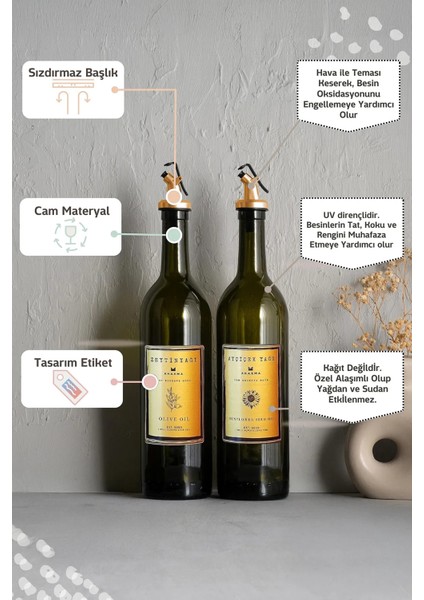 Amber Gold 2'li 750 ml Zeytinyağı Sıvıyağ Şişesi Yağdanlık Yağlık 750GOLD fiyatları