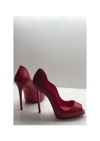 Kırmızı Mat Love Kare Burun Gizli Platformlu Stiletto Topuklu Ayakkabı fiyatları