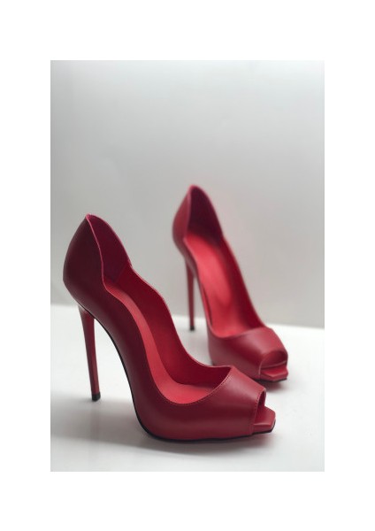 Kırmızı Mat Love Kare Burun Gizli Platformlu Stiletto Topuklu Ayakkabı modelleri