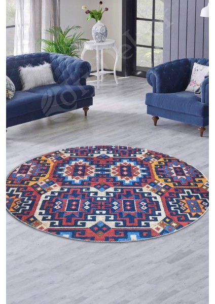 Etnik Kilim Desenli 180 cm Çap Büyük Boy Otantik Yuvarlak Dijital Baskı Halı fiyatları
