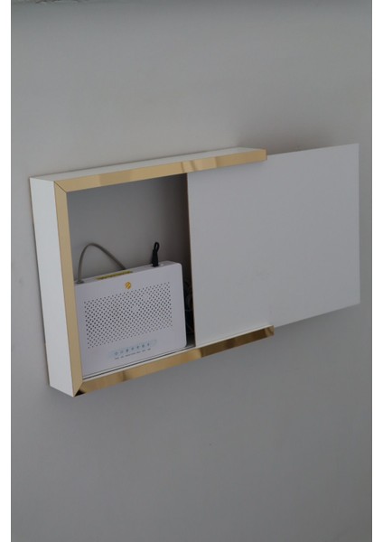 Lüx Altıngold-Beyaz 32X40-25X35 Sigorta Priz ve Modem Saklama Kutusu, Kablo Gizleme Düzenleyici Kut