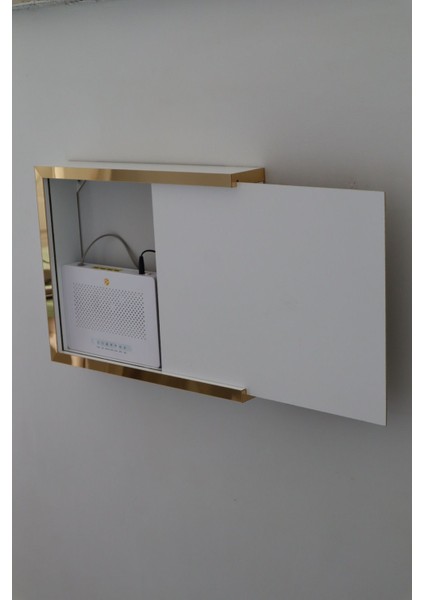 Lüx Altıngold-Beyaz 32X40-25X35 Sigorta Priz ve Modem Saklama Kutusu, Kablo Gizleme Düzenleyici Kut