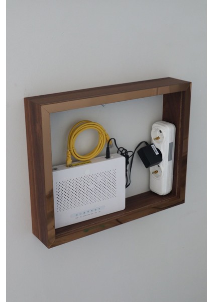 Lüx Ahşapbronz-Brown 32X40-25X35 Sigorta Priz ve Modem Saklama Kutusu,kablo Gizleme Düzenleyici Kut