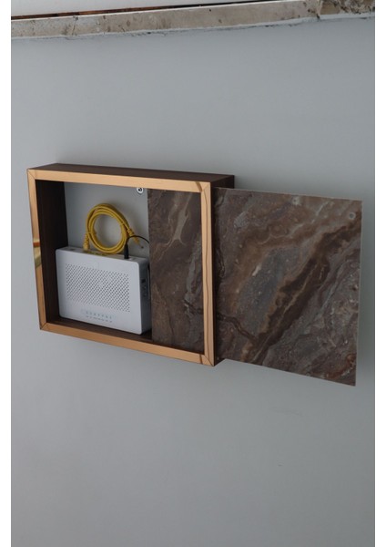 Lüx Ahşapbronz-Brown 32X40-25X35 Sigorta Priz ve Modem Saklama Kutusu,kablo Gizleme Düzenleyici Kut