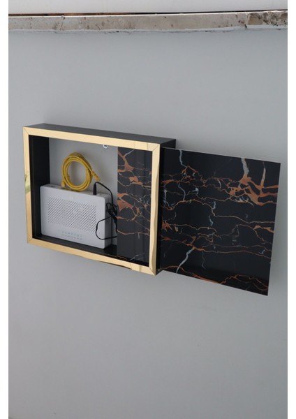 Lüx Siyahgold-Dragon 32X40-25X35 Sigorta Priz ve Modem Saklama Kutusu,kablo Gizleme Düzenleyici Kut