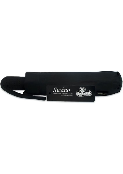 Unisex Susino Katlanabilir Yarı Otomatik Pongee Şemsiye Siyah