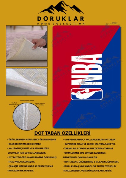 Kaymaz taban makinada yıkanabilir dijital baskı nba desenli genç odası halısı dot taban halı gnc77 fiyatları