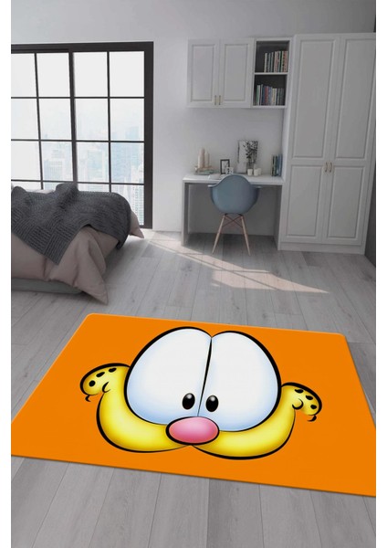 Kaymaz taban makinada yıkanabilir dijital baskı garfield desenli genç odası halısı dot taban halı gnc76